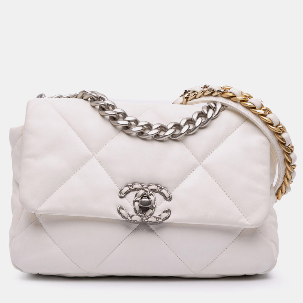 Chanel White Medium Lambskin 19 Flap Chanel White Medium Lambskin 19 Flap