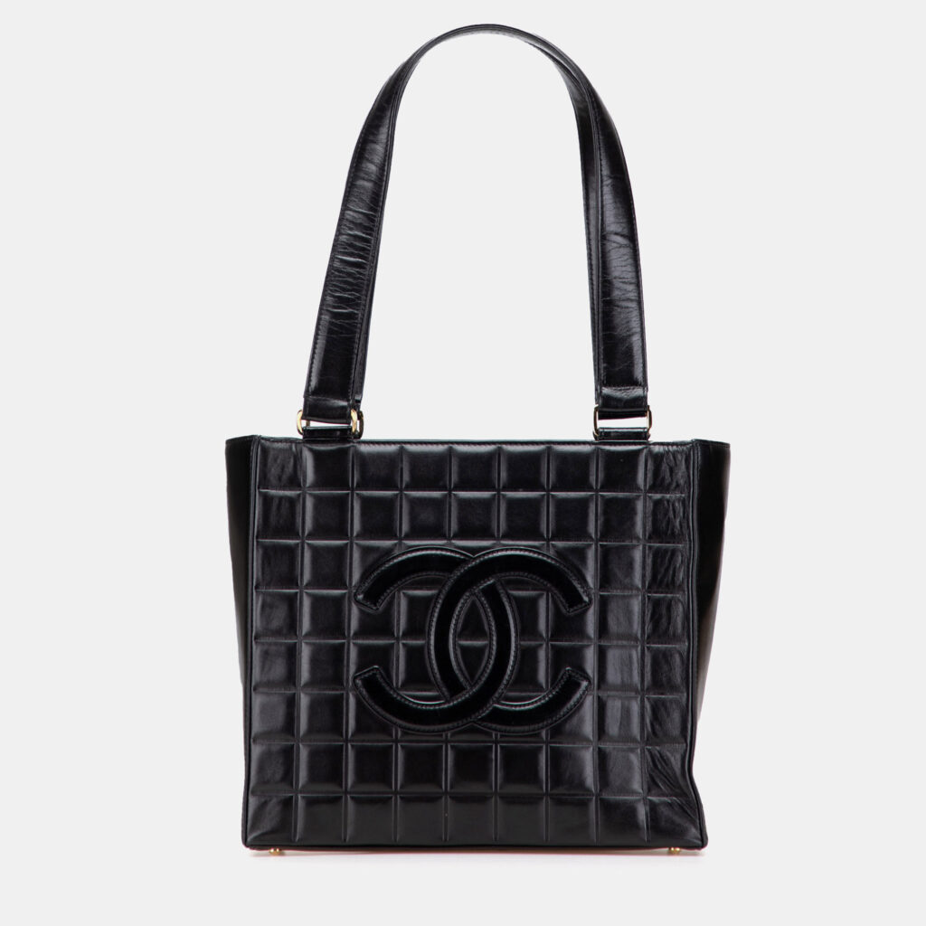 Chanel Black CC Chocolate Bar Lambskin Tote Chanel Black CC Chocolate Bar Lambskin Tote