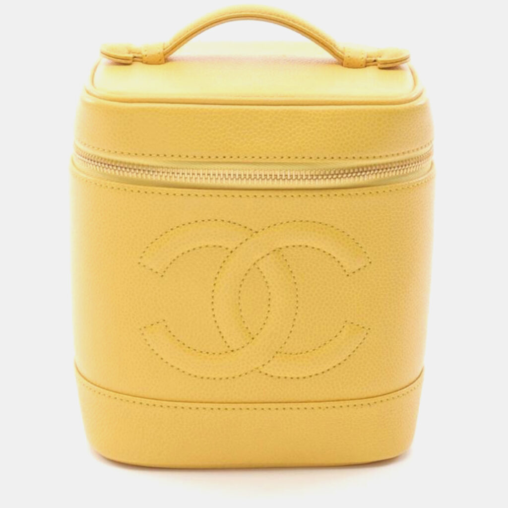 Chanel Yellow Leather CC Classic Vanity Bag