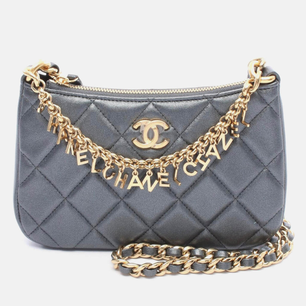 Chanel Matelasse Cc Logo Crossbody Chain Shoulder Bag Lambskin Gray Ghw Chanel Matelasse Cc Logo Crossbody Chain Shoulder Bag Lambskin Gray Ghw