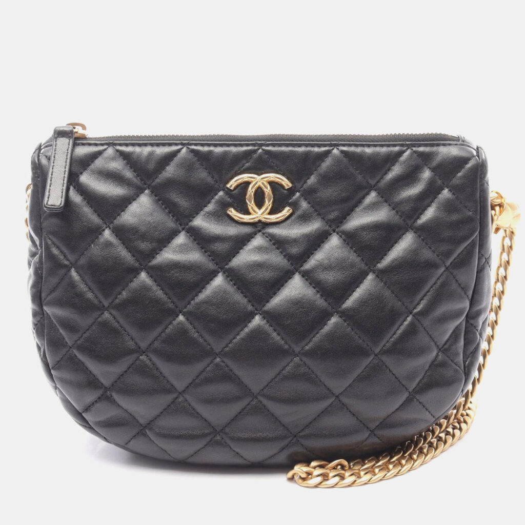 Chanel Matelasse Small Hobo Chain Shoulder Bag Lamb Sheep Leather Black Ghw Chanel Matelasse Small Hobo Chain Shoulder Bag Lamb Sheep Leather Black Ghw