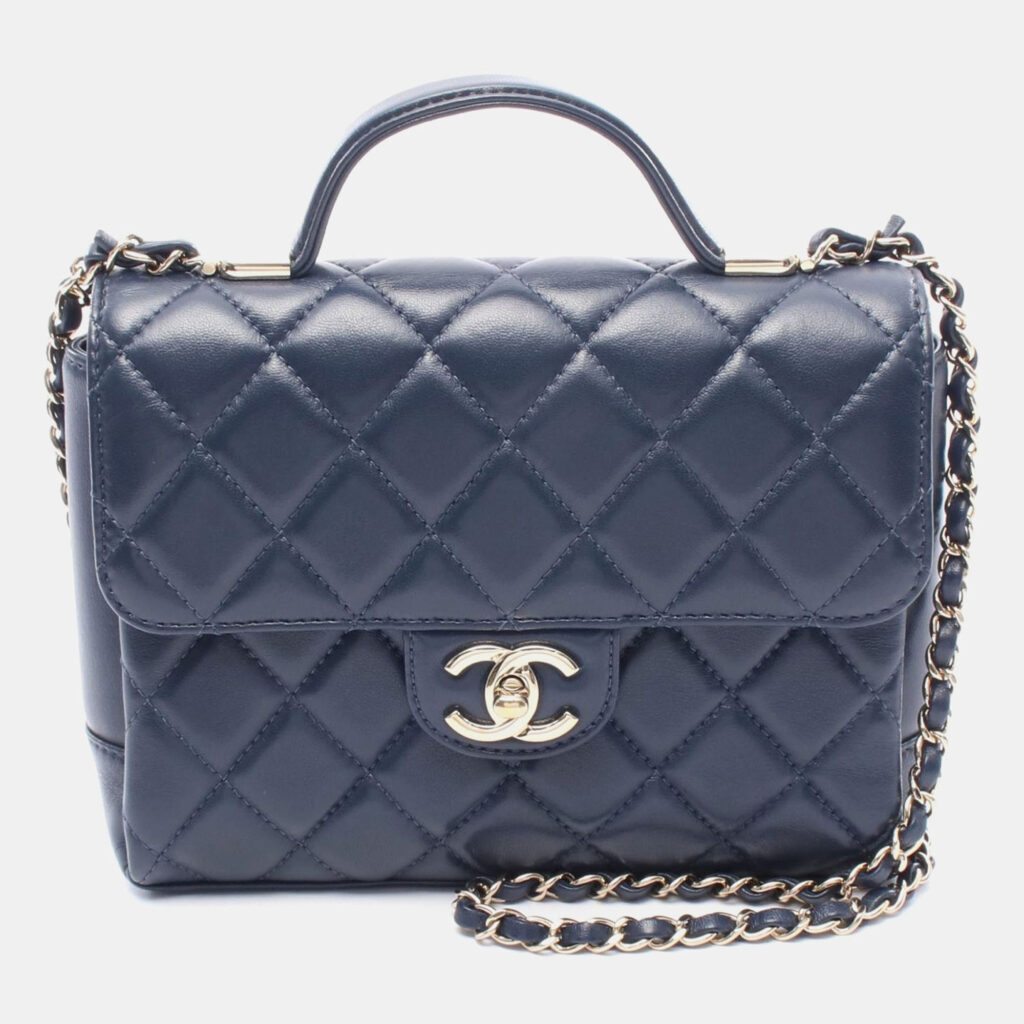 Chanel CC Navy Lambskin Leather Chain Shoulder Bag Chanel CC Navy Lambskin Leather Chain Shoulder Bag