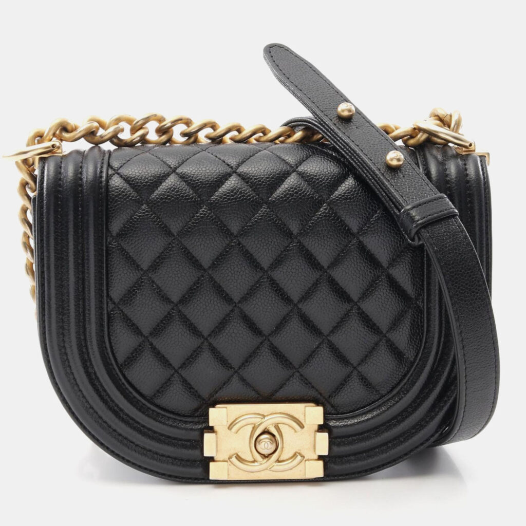 Chanel Boy Chanel Chain Shoulder Bag Grained Calfskin Black Ghw Cc Chanel Boy Chanel Chain Shoulder Bag Grained Calfskin Black Ghw Cc