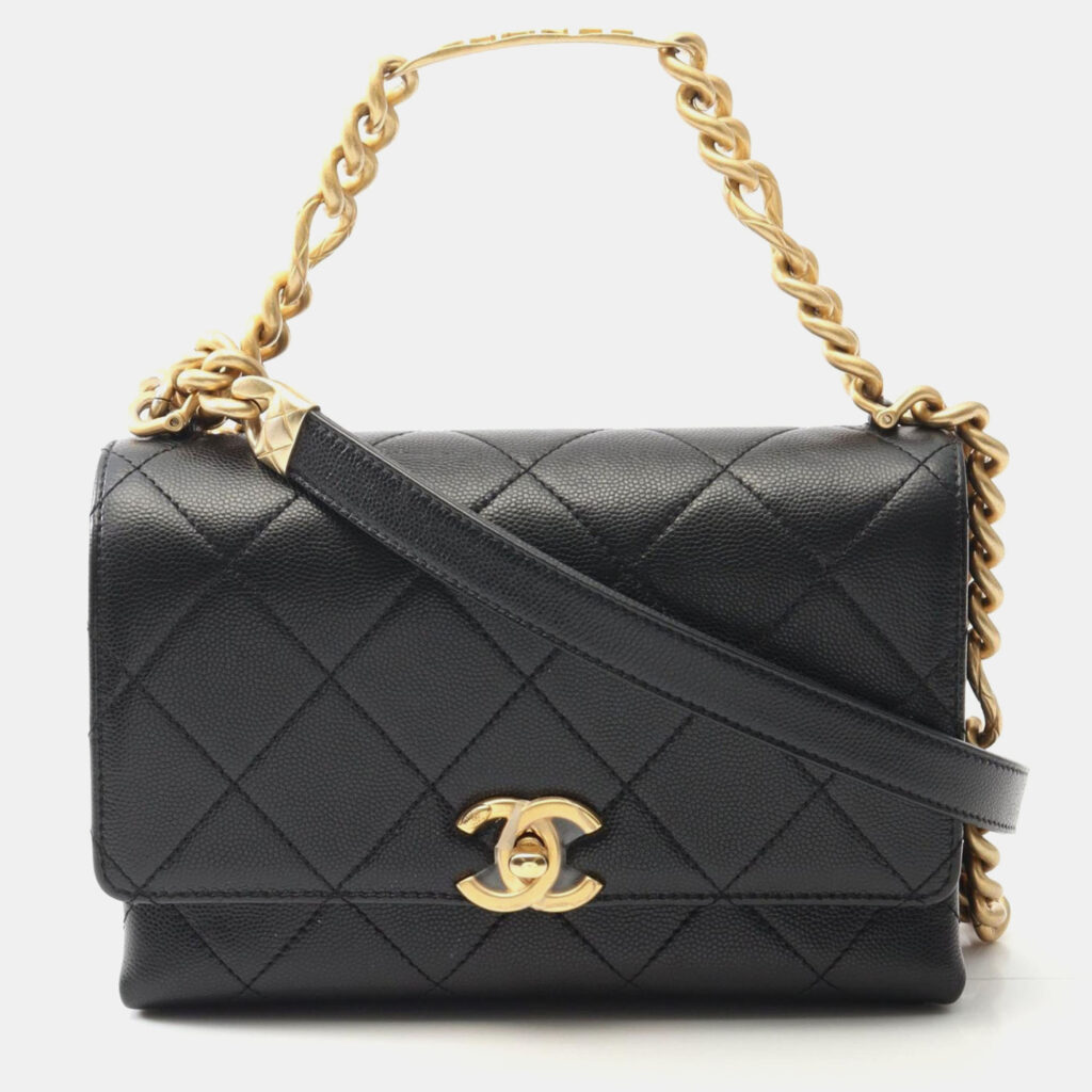 Chanel Matelasse Crossbody Chain Shoulder Bag Calfskin Black Ghw Chanel Matelasse Crossbody Chain Shoulder Bag Calfskin Black Ghw