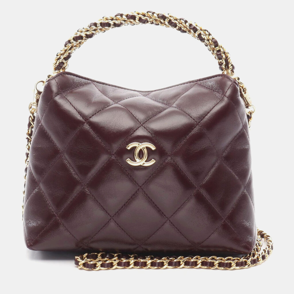 Chanel Matelasse Chain Shoulder Handbag Leather Bordeaux Ghw Chanel Matelasse Chain Shoulder Handbag Leather Bordeaux Ghw