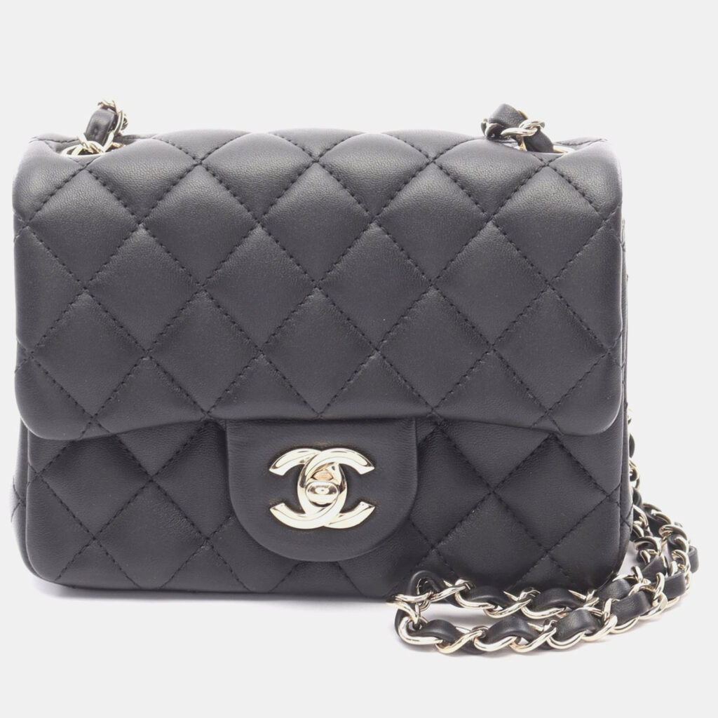 Chanel Mini Matelasse Chain Shoulder Bag Lamb Leather Black Ghw Cc Chanel Mini Matelasse Chain Shoulder Bag Lamb Leather Black Ghw Cc