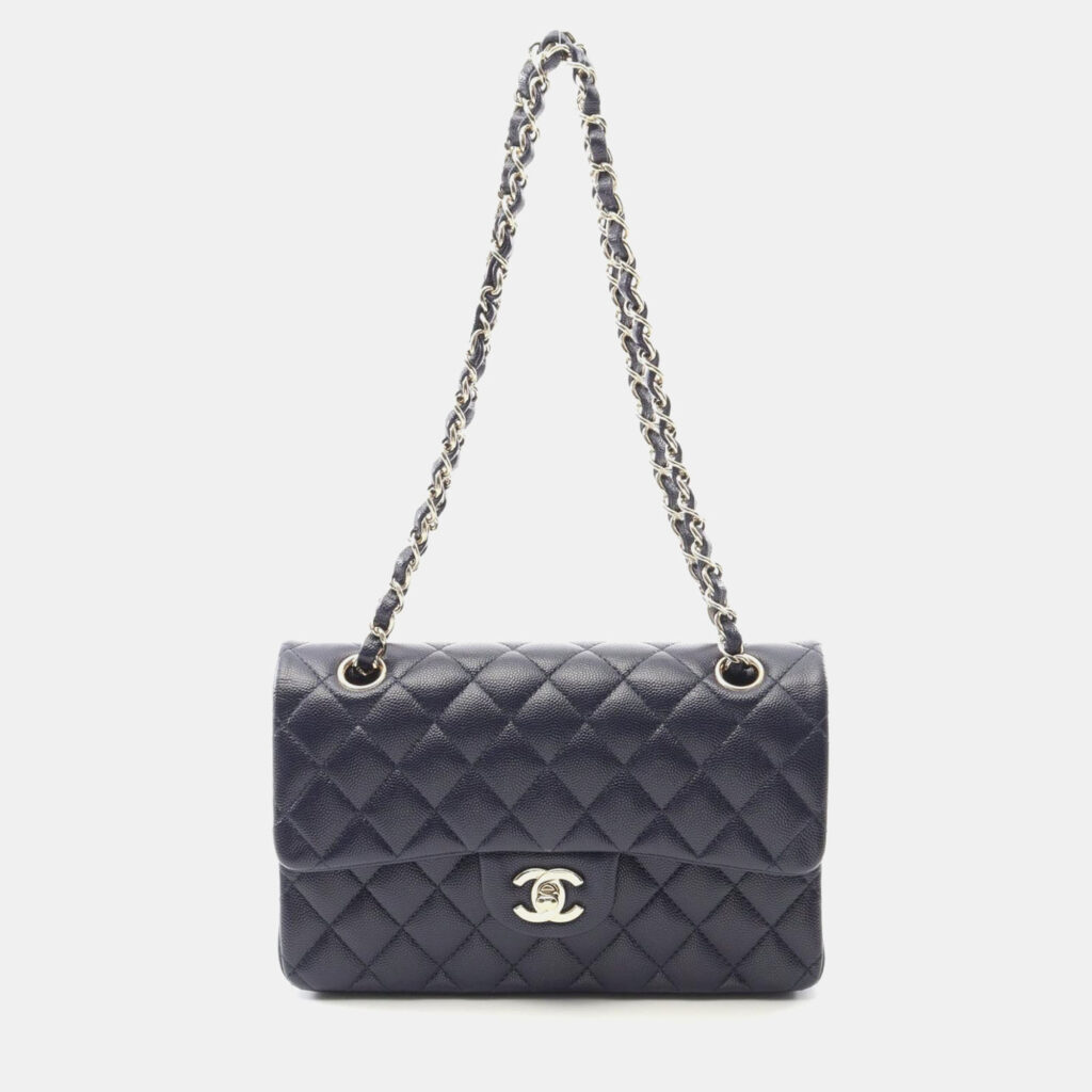 Chanel Matelasse W Flap Chain Shoulder Bag Leather Navy Ghw Cc Chanel Matelasse W Flap Chain Shoulder Bag Leather Navy Ghw Cc