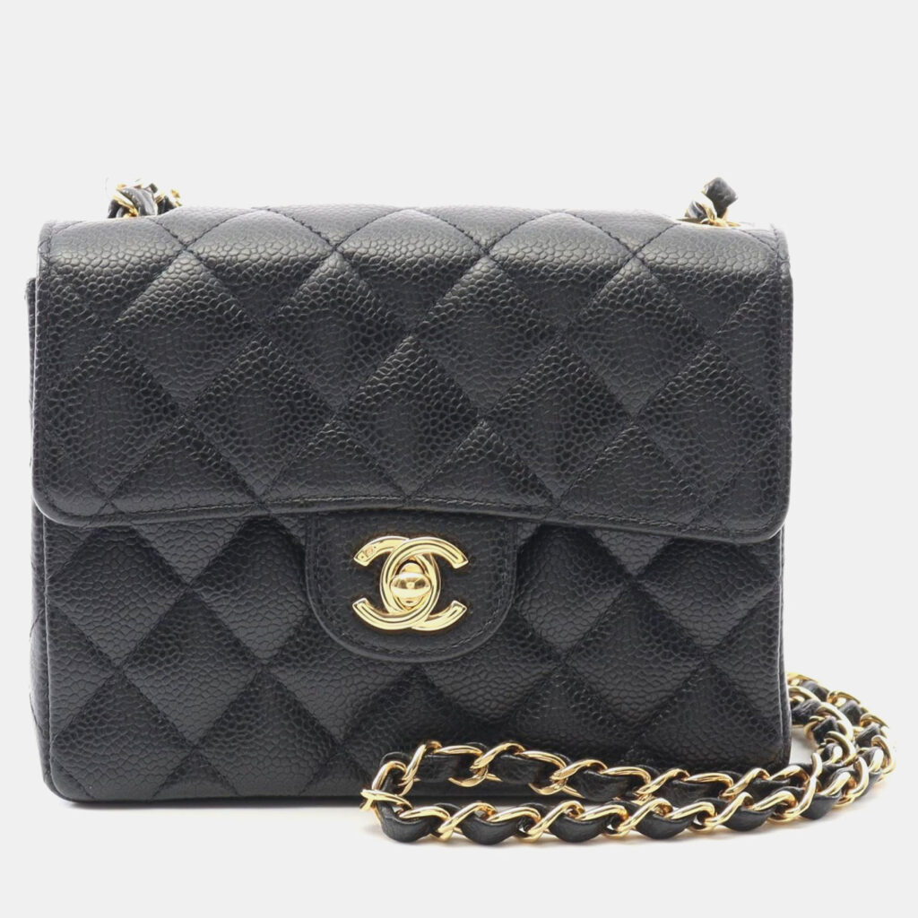Chanel Mini Matelasse Chain Shoulder Bag Leather Black Ghw Cc Chanel Mini Matelasse Chain Shoulder Bag Leather Black Ghw Cc