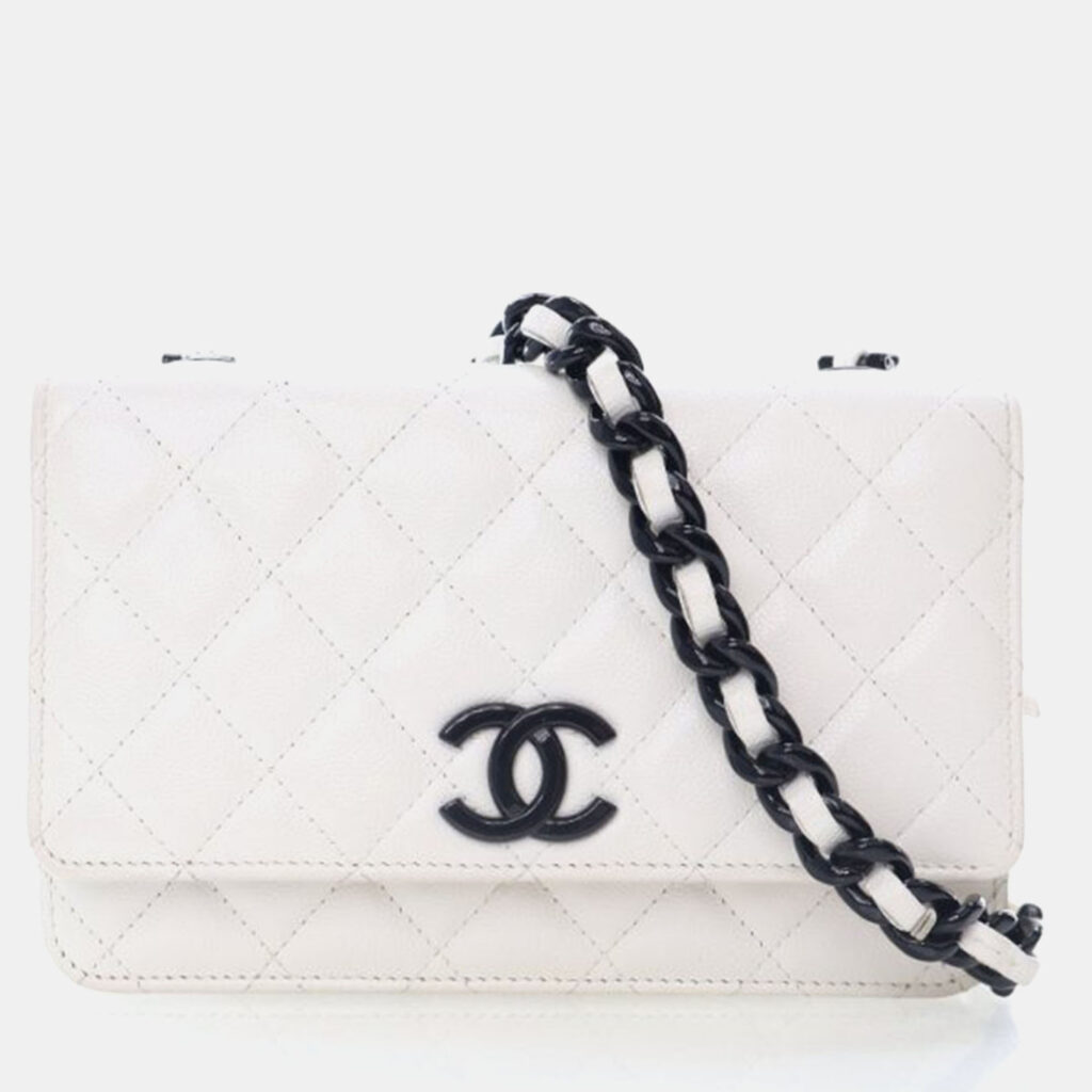 Chanel My Everything White Caviar Leather Wallet On Chain Chanel My Everything White Caviar Leather Wallet On Chain