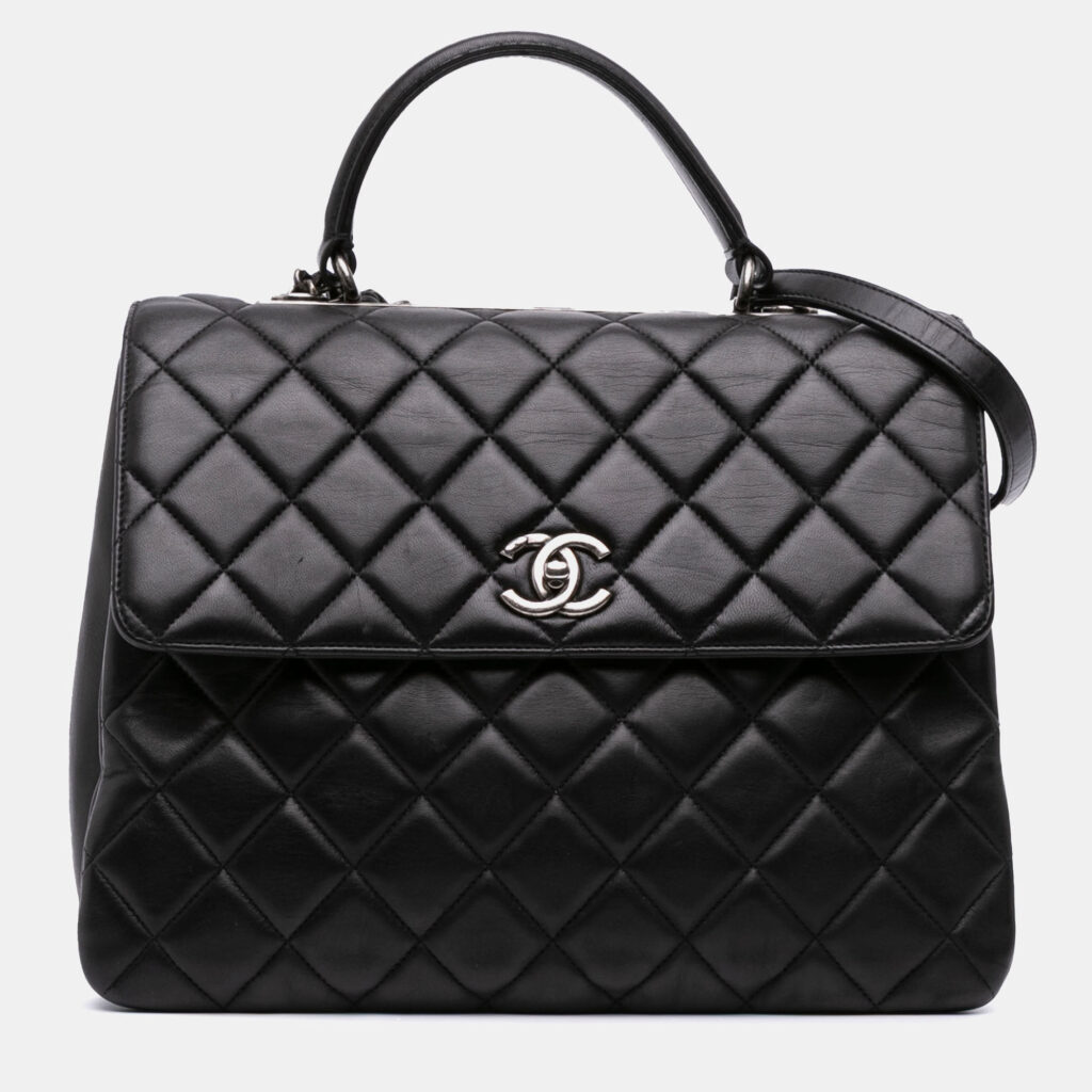 Chanel Black Large Lambskin Trendy CC Top Handle Bag Chanel Black Large Lambskin Trendy CC Top Handle Bag
