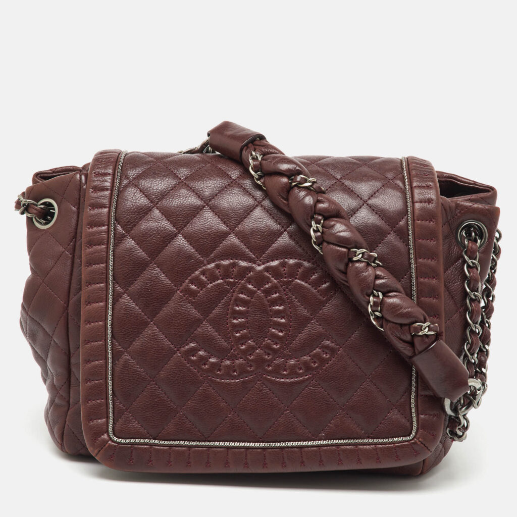 Chanel Burgundy Quilted Leather CC Istanbul Accordion Flap Bag Chanel Burgundy Quilted Leather CC Istanbul Accordion Flap Bag