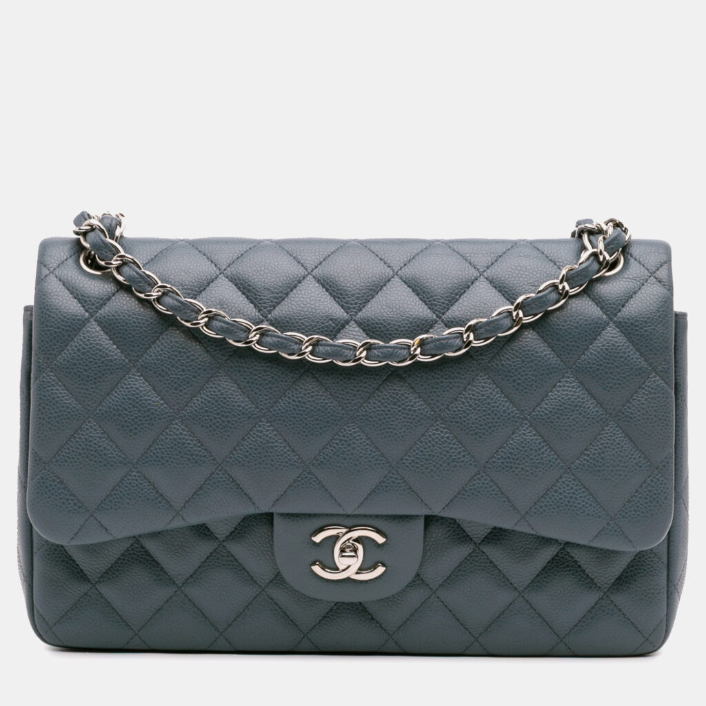 Chanel Blue Jumbo Classic Caviar Double Flap Chanel Blue Jumbo Classic Caviar Double Flap