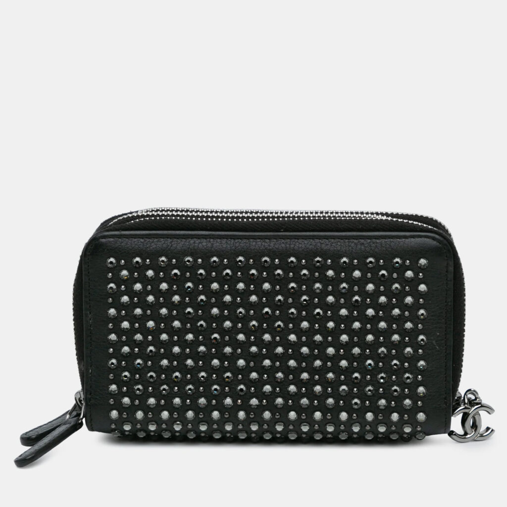 Chanel Studded Black Leather Zip Wallet Chanel Studded Black Leather Zip Wallet