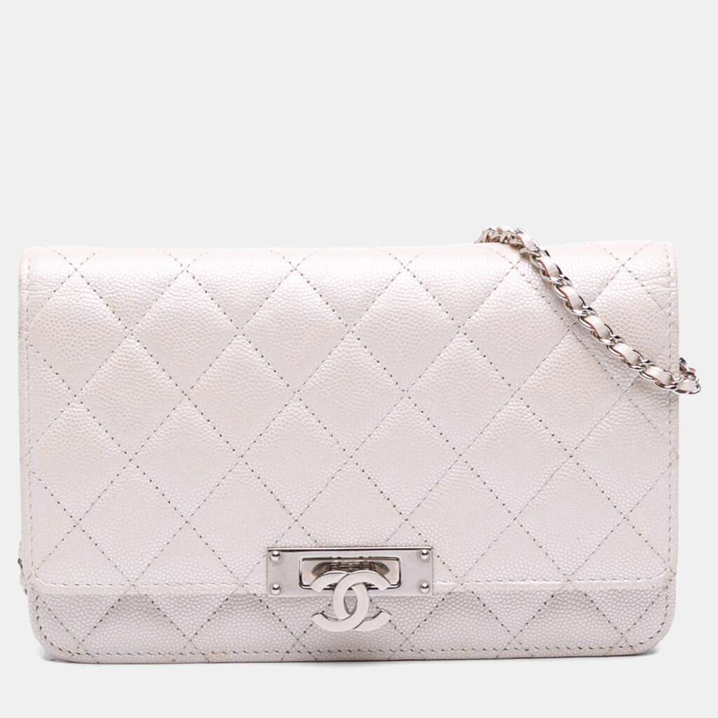 Chanel White Quilted Caviar Golden Class Wallet On Chain Chanel White Quilted Caviar Golden Class Wallet On Chain