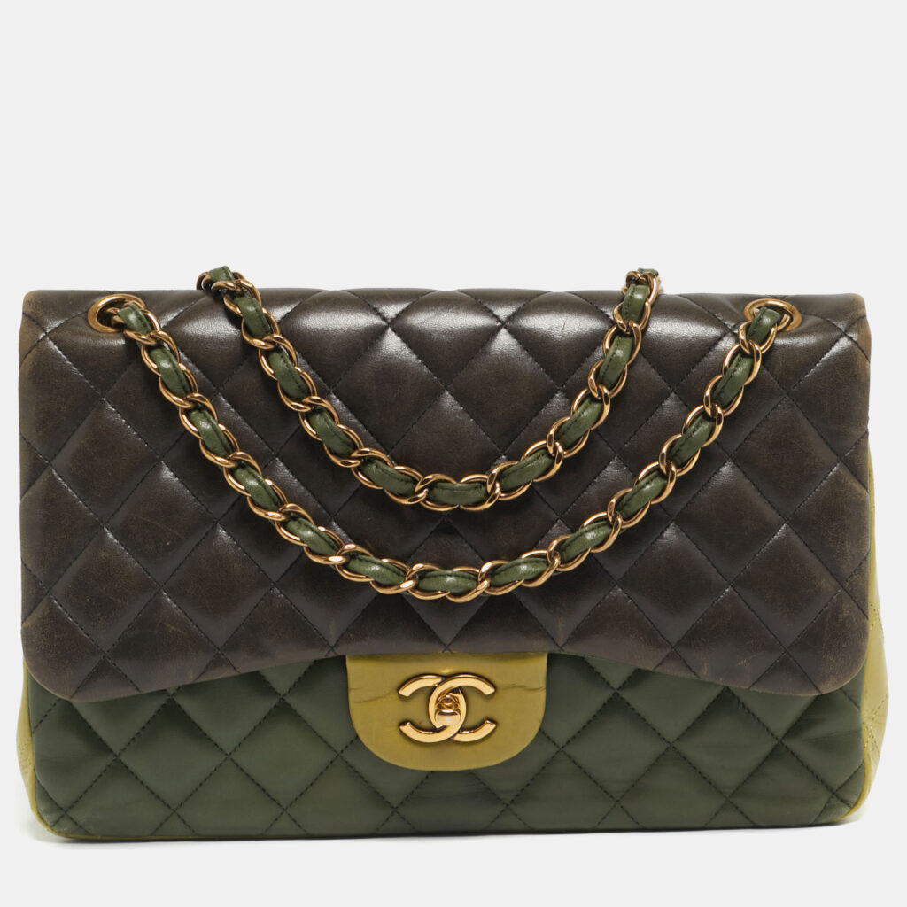 Chanel Tricolor Quilted Leather Jumbo Classic Double Flap Bag Chanel Tricolor Quilted Leather Jumbo Classic Double Flap Bag