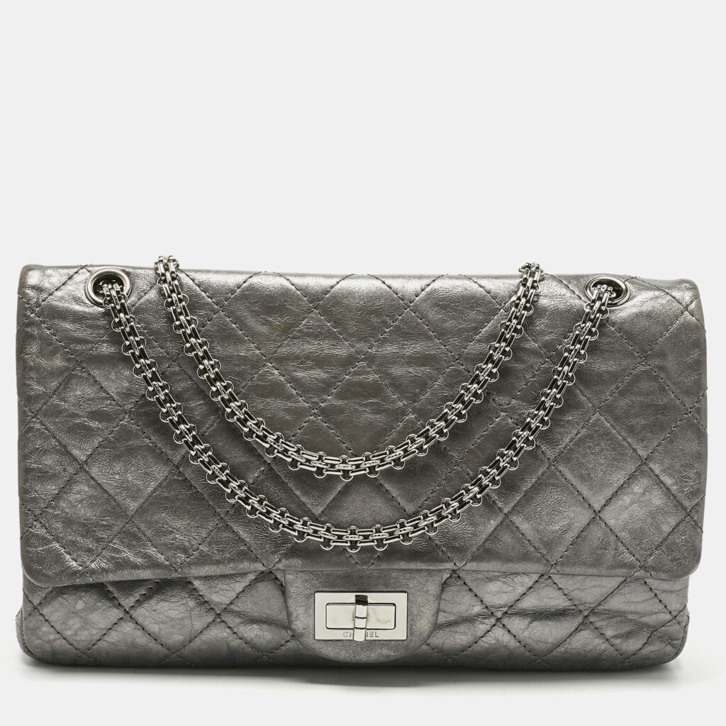 Chanel Metallic Grey Quilted Aged Leather 227 Reissue 2.55 Flap Bag Chanel Metallic Grey Quilted Aged Leather 227 Reissue 2.55 Flap Bag