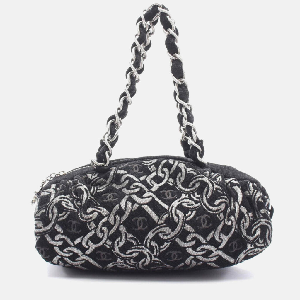 Chanel Coco Mark Black Fabric Handbag