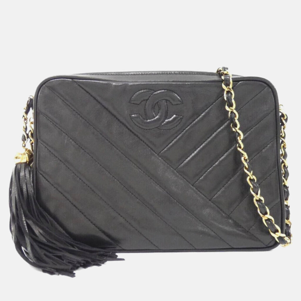 Chanel CC Tassle Black Leather Shoulder Bag