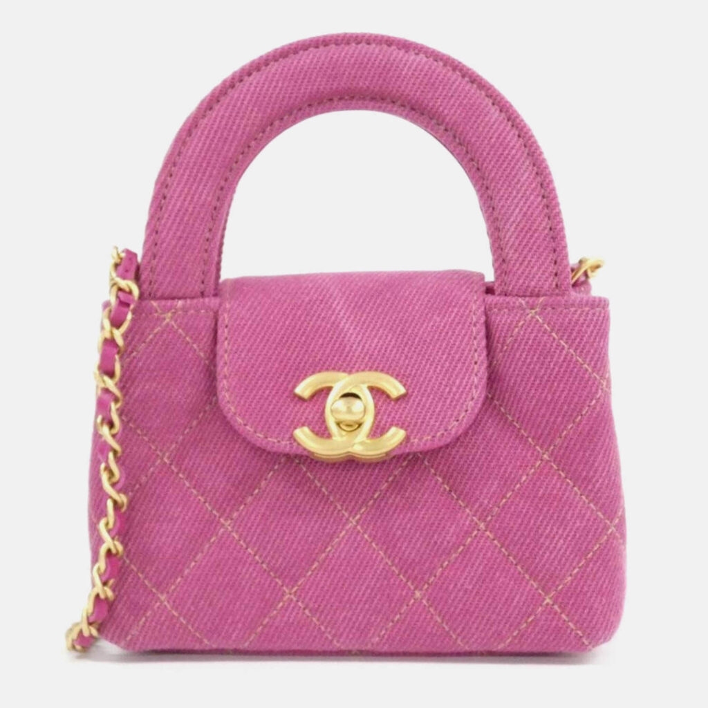 Chanel CC Pink Denim Chain Shoulder Bag Chanel CC Pink Denim Chain Shoulder Bag