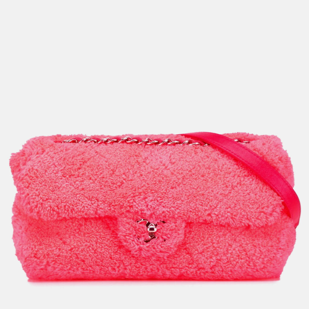 Chanel Pink Pile Fabric Shoulder Bag Chanel Pink Pile Fabric Shoulder Bag