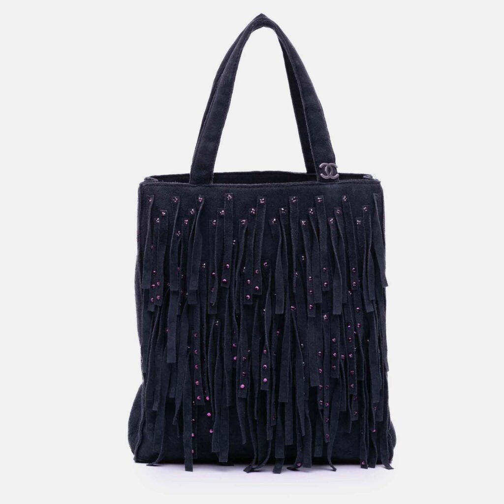 Chanel Purple Mini Suede Studded Fringe Tote Chanel Purple Mini Suede Studded Fringe Tote