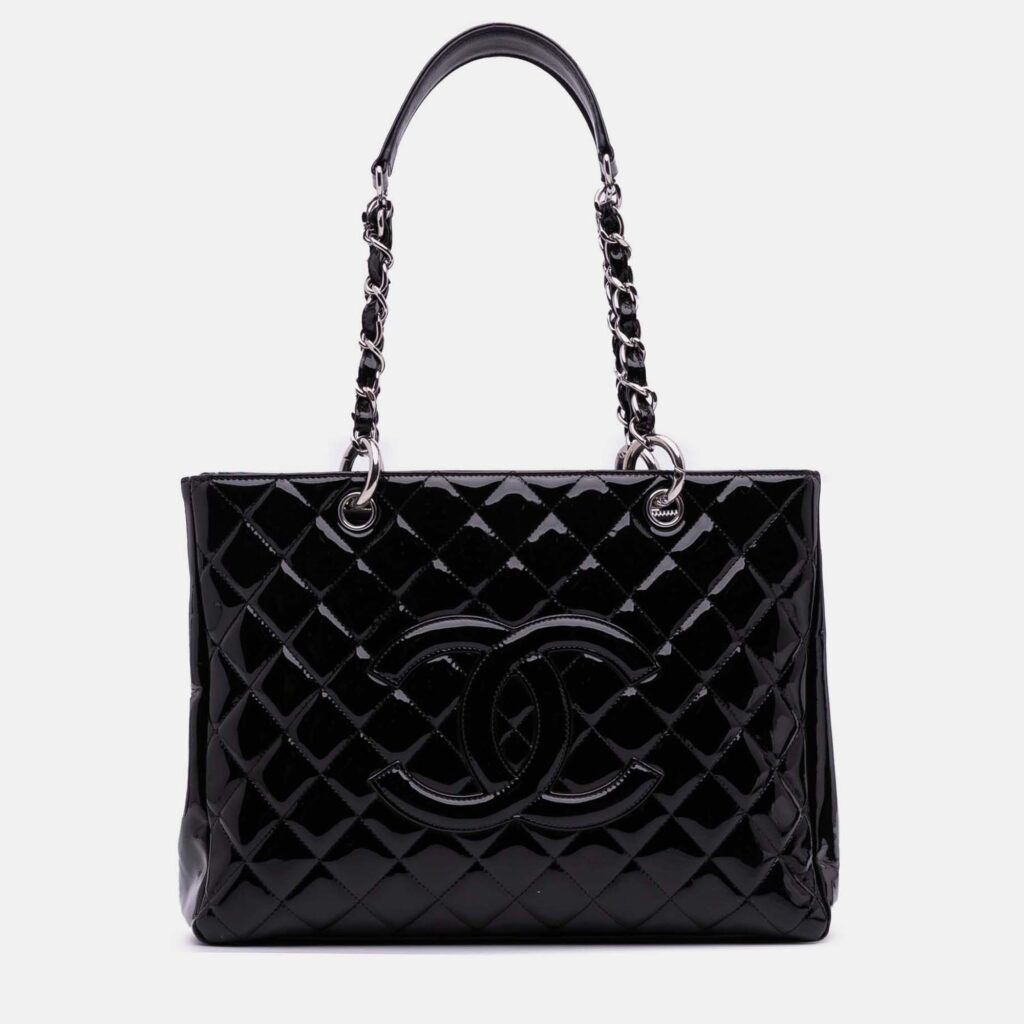 Chanel Black Patent Grand Shopping Tote