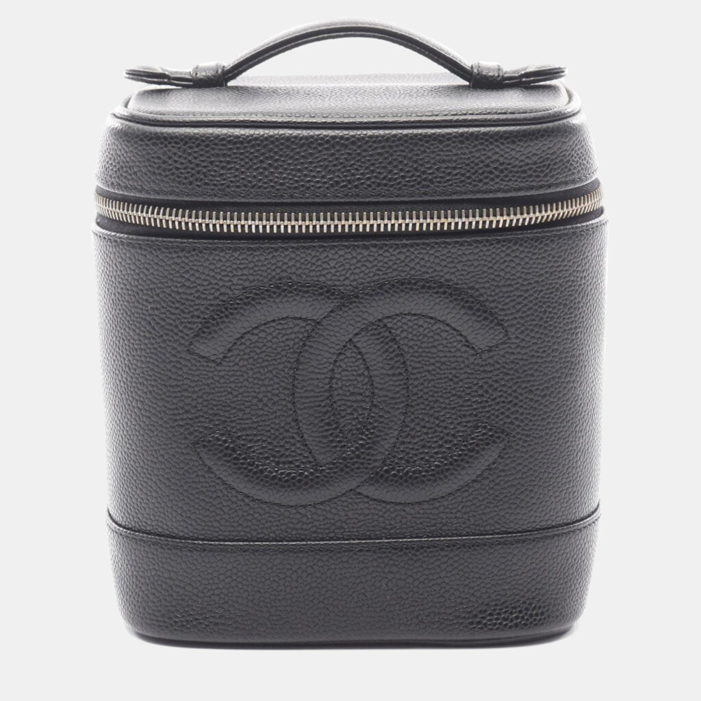 Chanel Coco Mark Vanity Black Leather Grained Calfskin Handbag GHW Chanel Coco Mark Vanity Black Leather Grained Calfskin Handbag GHW