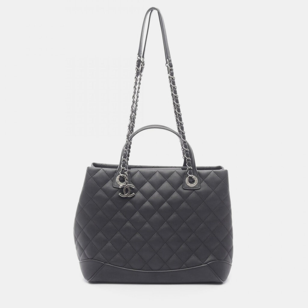 Chanel Matelassé Black Leather CC Coco Shoulder Tote SHW