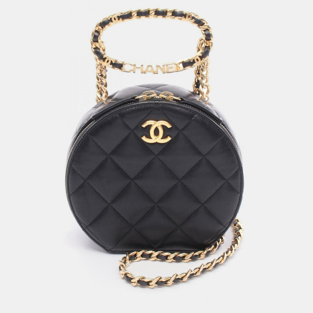 Chanel Matelasse Black Lambskin Chain Shoulder Bag GHW