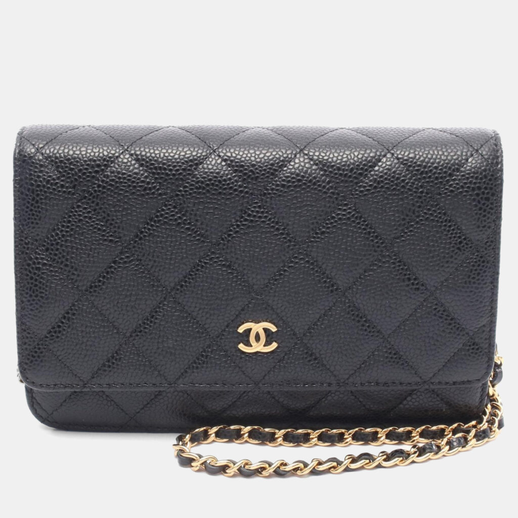 Chanel Matelasse Black Calfskin GHW Crossbody Chain Shoulder Bag