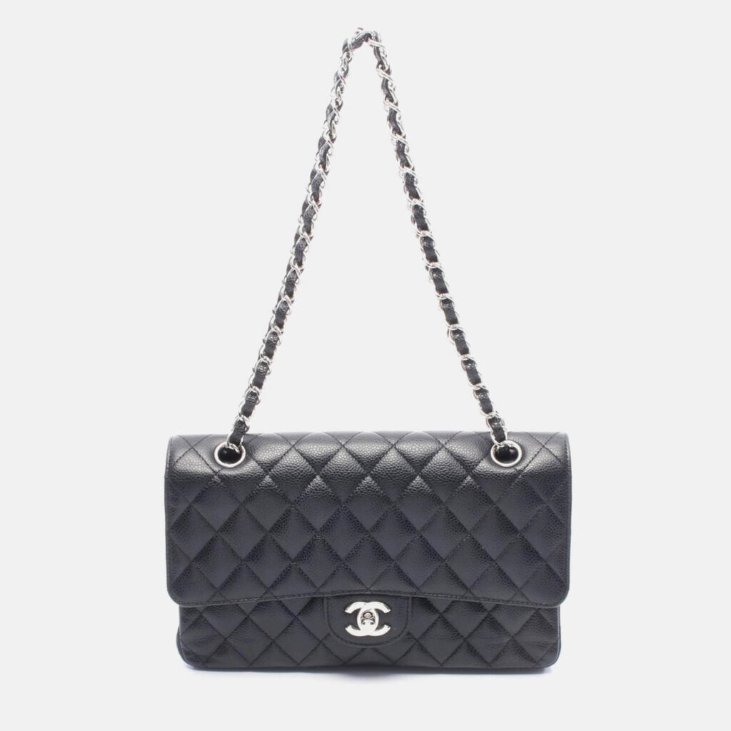 Chanel Matelasse Black Calfskin SHW Double Flap Chain Shoulder Bag Chanel Matelasse Black Calfskin SHW Double Flap Chain Shoulder Bag