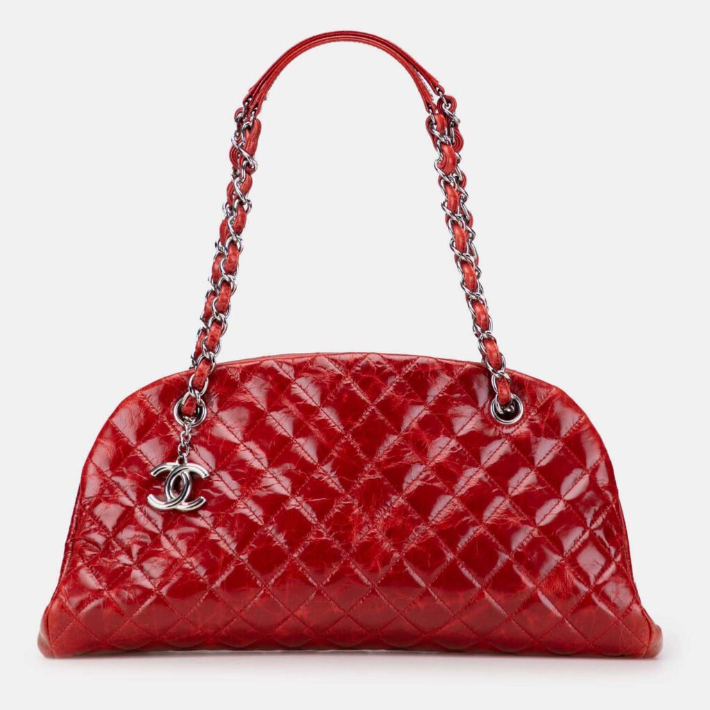 Chanel Red Large Glazed Calfskin Mademoiselle Bowling Bag Chanel Red Large Glazed Calfskin Mademoiselle Bowling Bag