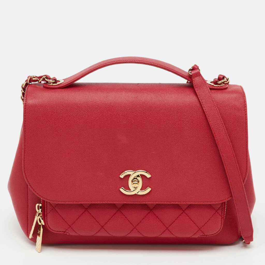 Chanel Red Quilted Caviar Leather Large Business Affinity Flap Bag Chanel Red Quilted Caviar Leather Large Business Affinity Flap Bag