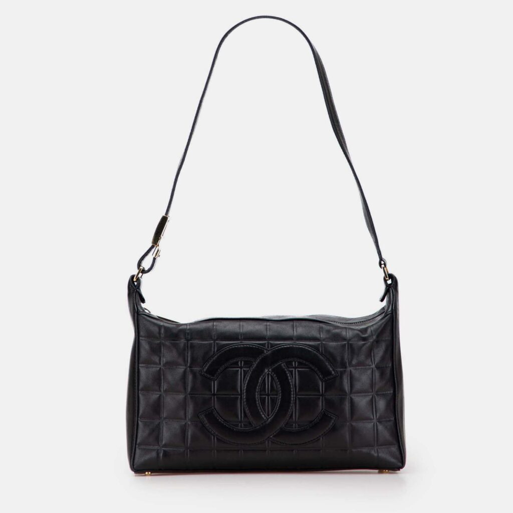 Chanel Black Medium Lambskin Chocolate Bar Shoulder Bag