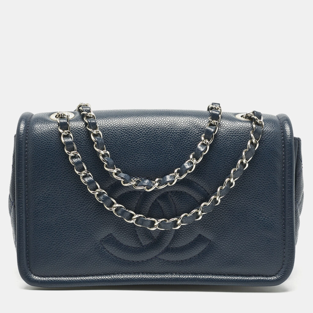 Chanel Navy Blue Quilted Caviar Leather Medium Timeless CC Flap Bag Chanel Navy Blue Quilted Caviar Leather Medium Timeless CC Flap Bag