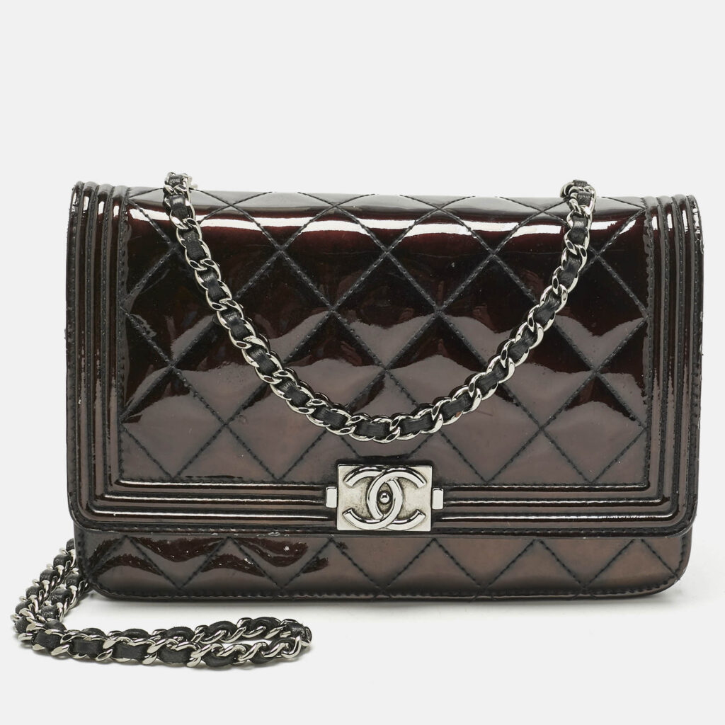 Chanel Metallic Quilted Patent Leather Boy WOC Bag Chanel Metallic Quilted Patent Leather Boy WOC Bag