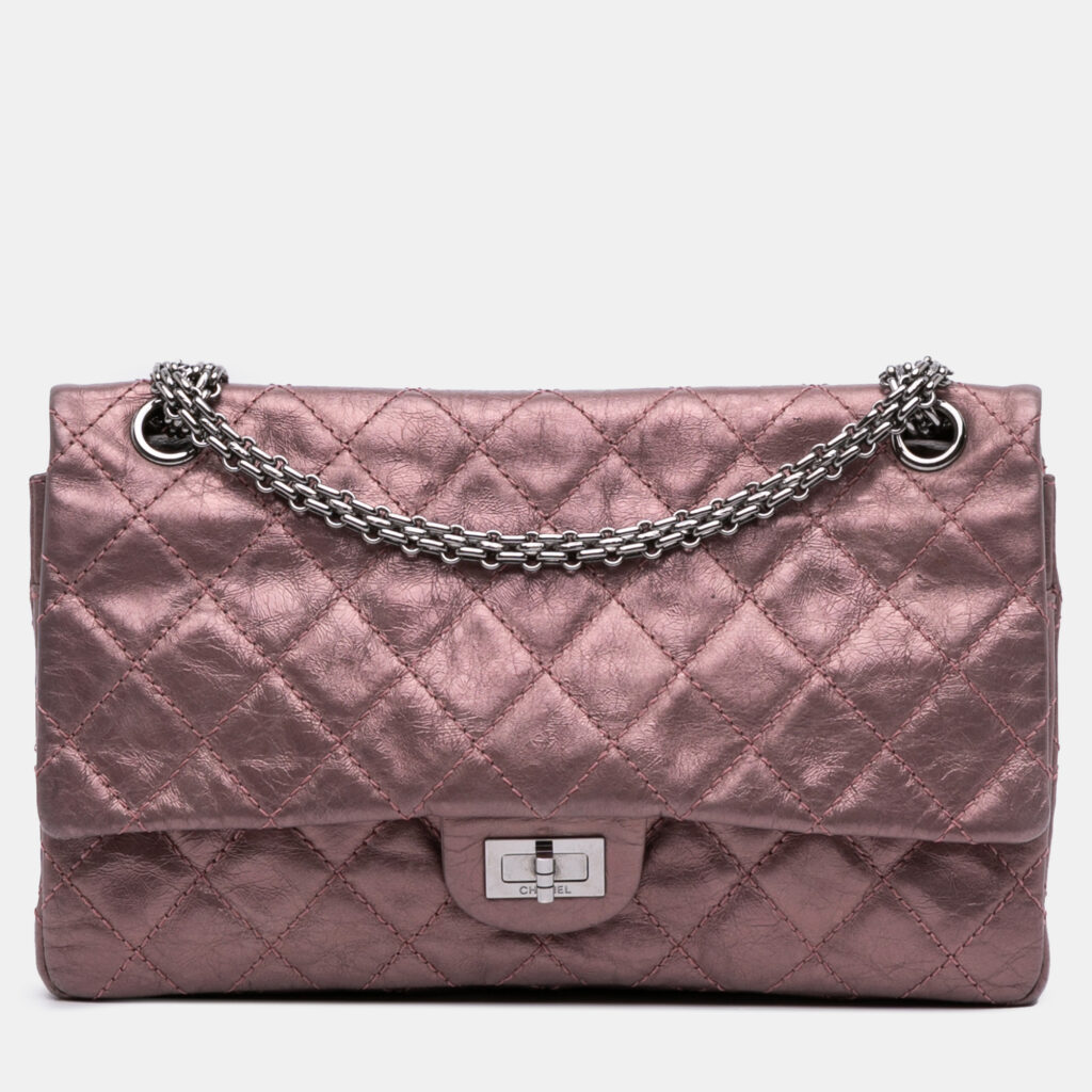 Chanel Pink Reissue 2.55 Aged Metallic Calfskin Double Flap Bag 226 Chanel Pink Reissue 2.55 Aged Metallic Calfskin Double Flap Bag 226