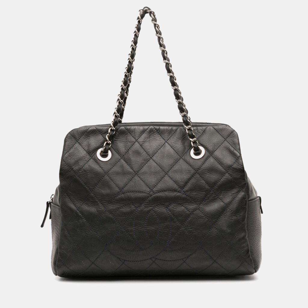 Chanel Grey Petite Crinkled Calfskin Timeless Tote Chanel Grey Petite Crinkled Calfskin Timeless Tote