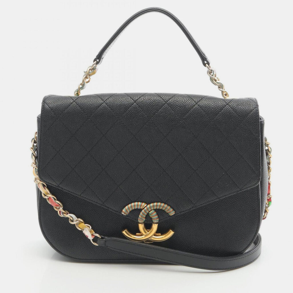 Chanel Matelasse Black Calfskin Leather Shoulder Bag Chanel Matelasse Black Calfskin Leather Shoulder Bag
