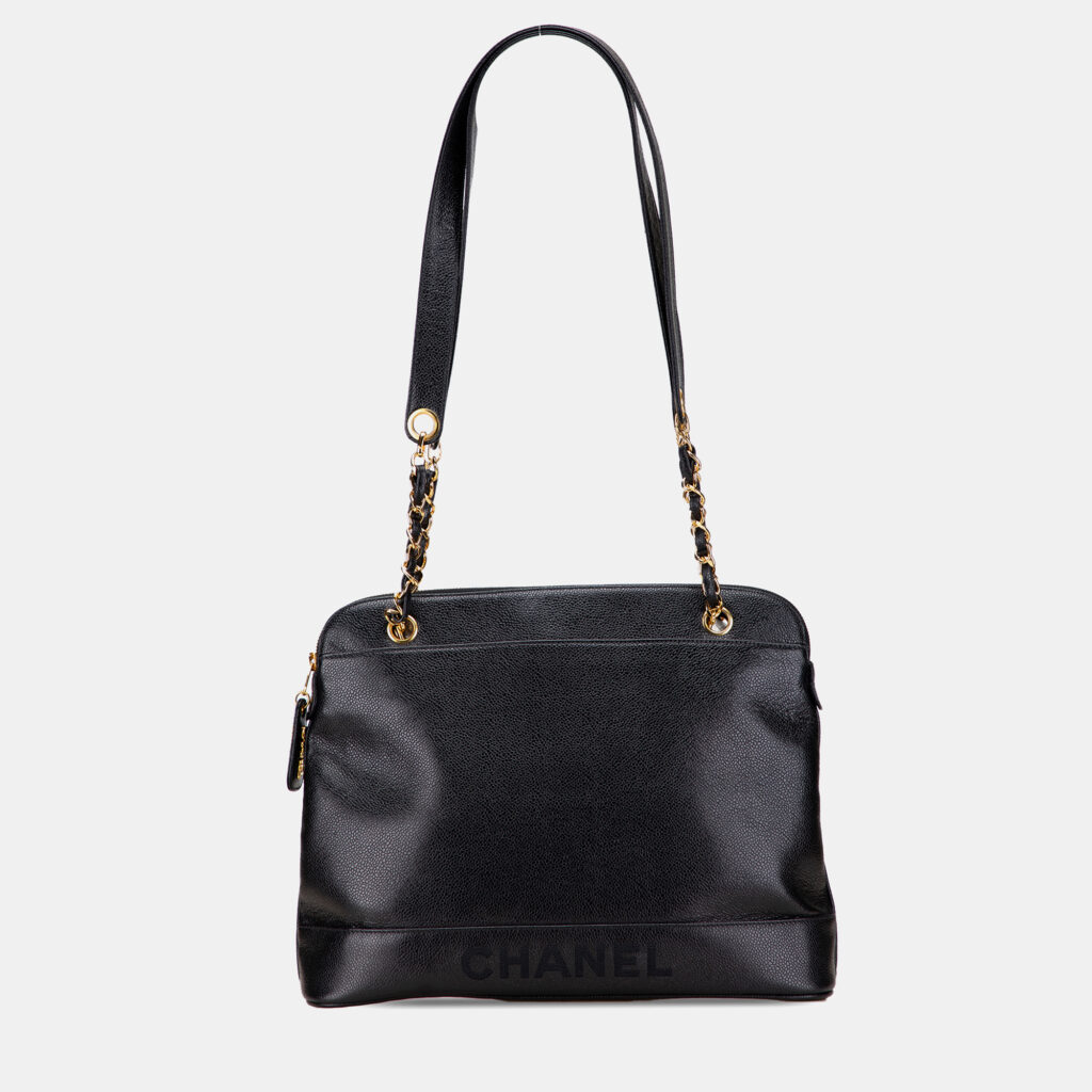 Chanel Black Caviar Logo Shoulder Bag Chanel Black Caviar Logo Shoulder Bag