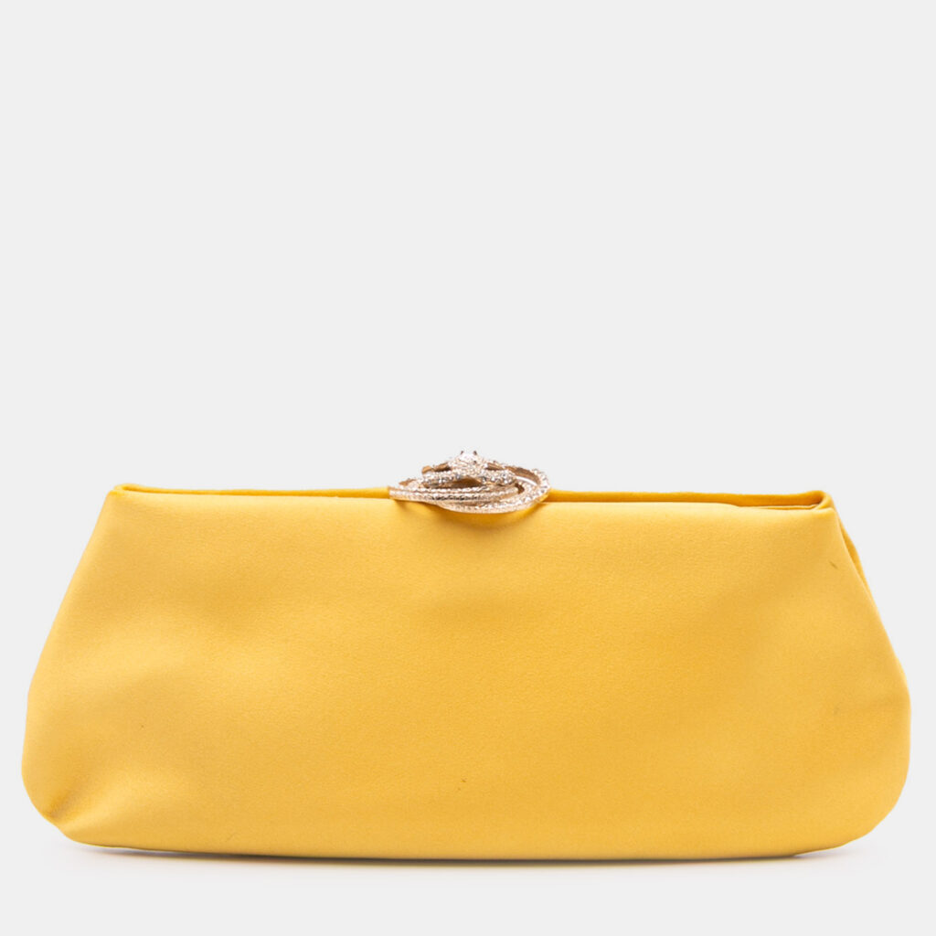 Chanel Yellow Satin Crystal Camellia Evening Frame Clutch Chanel Yellow Satin Crystal Camellia Evening Frame Clutch