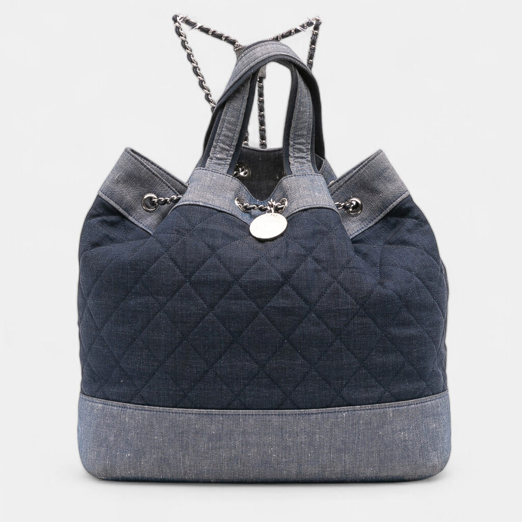 Chanel Blue Quilted Denim Medallion Backpack Chanel Blue Quilted Denim Medallion Backpack