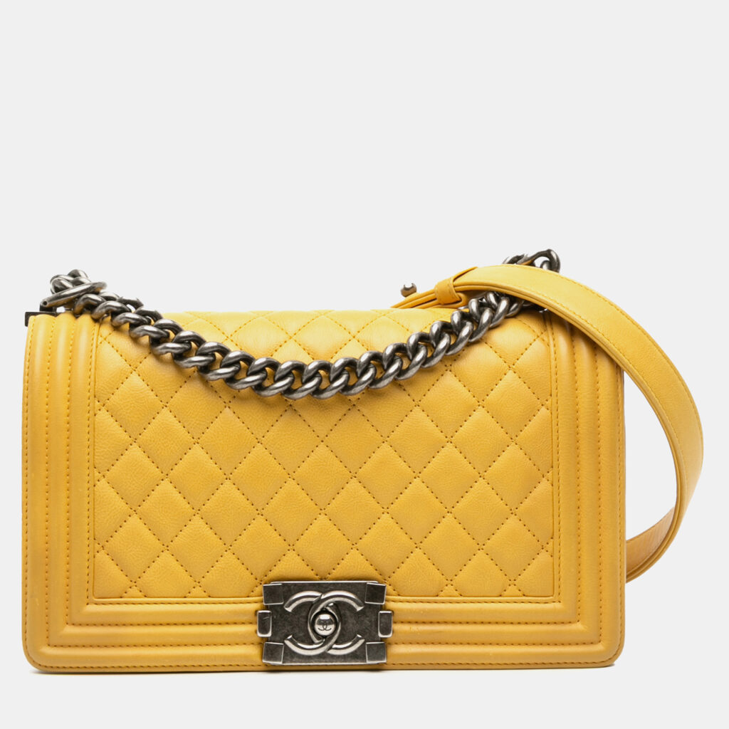 Chanel Yellow Old Medium Quilted Calfskin Boy Flap Chanel Yellow Old Medium Quilted Calfskin Boy Flap
