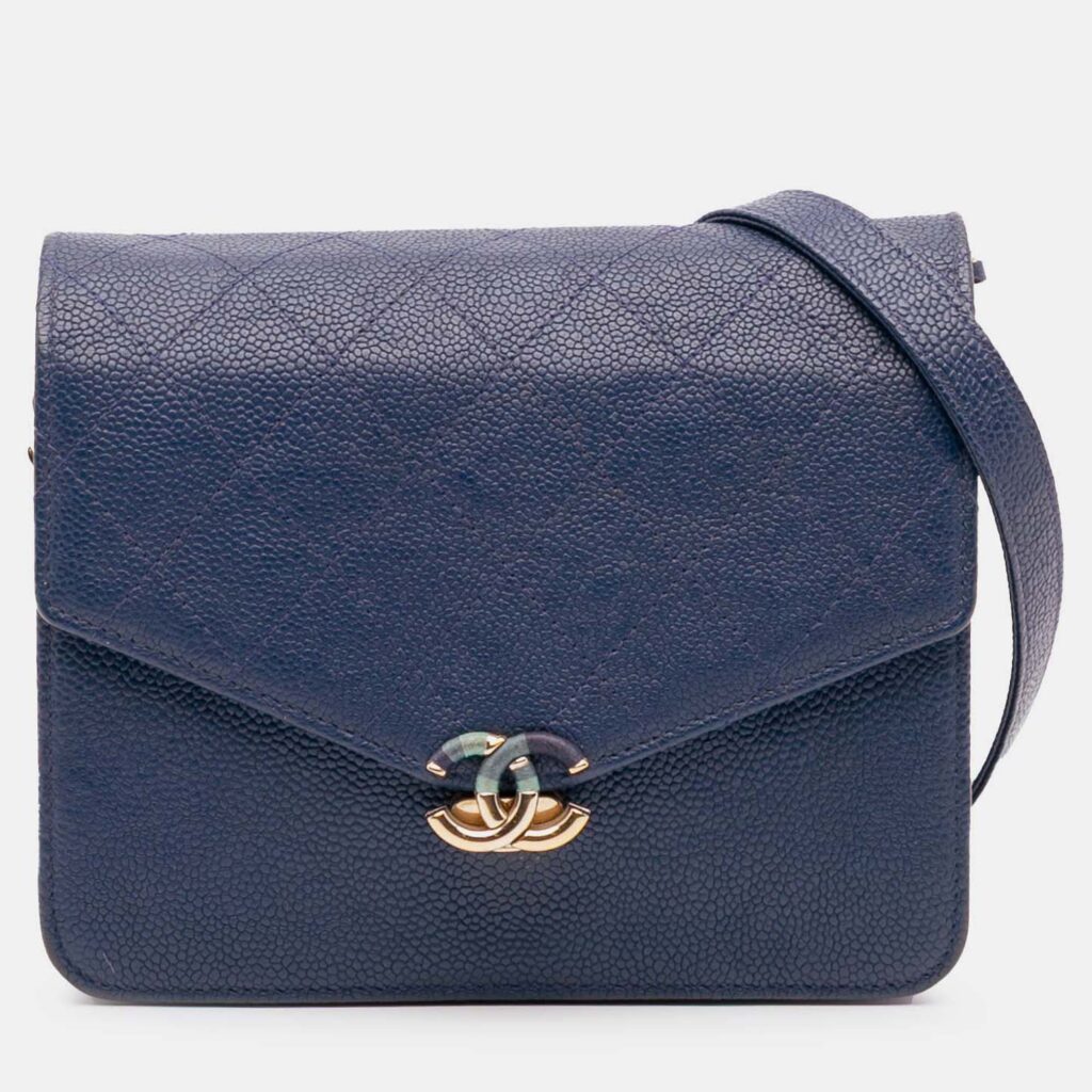 Chanel Blue Square Quilted Grained Calfskin Cuba Thread Around Wallet On Chain Chanel Blue Square Quilted Grained Calfskin Cuba Thread Around Wallet On Chain