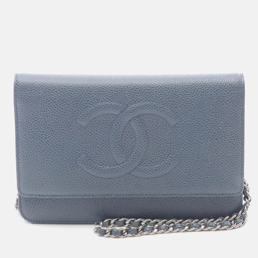 Chanel Coco CC Blue Calfskin Crossbody Chain Shoulder Bag