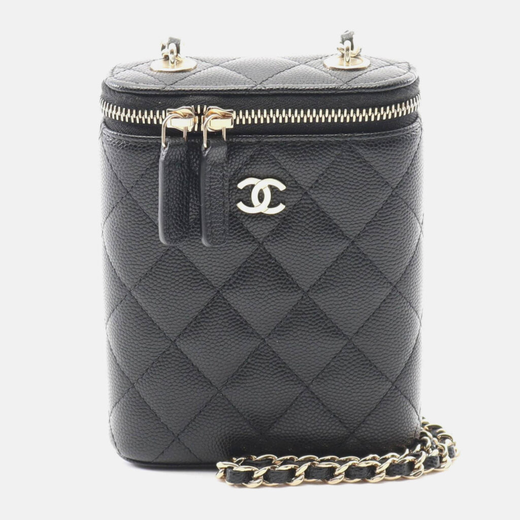 Chanel Matelassé Coco CC Black Calfskin Vanity Crossbody Chain Shoulder Bag GHW Chanel Matelassé Coco CC Black Calfskin Vanity Crossbody Chain Shoulder Bag GHW