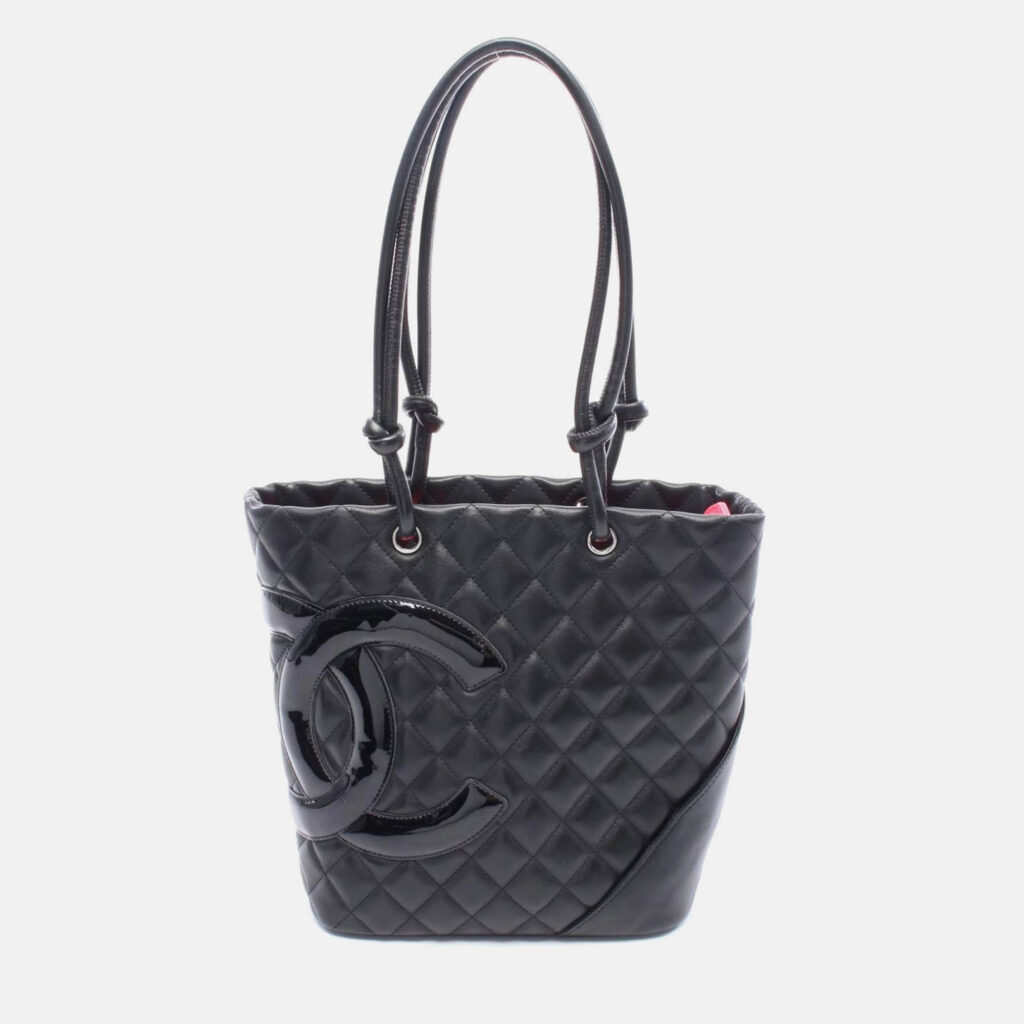 Chanel Cambon Line Small Coco CC Black Patent Leather Chain Tote Bag Chanel Cambon Line Small Coco CC Black Patent Leather Chain Tote Bag