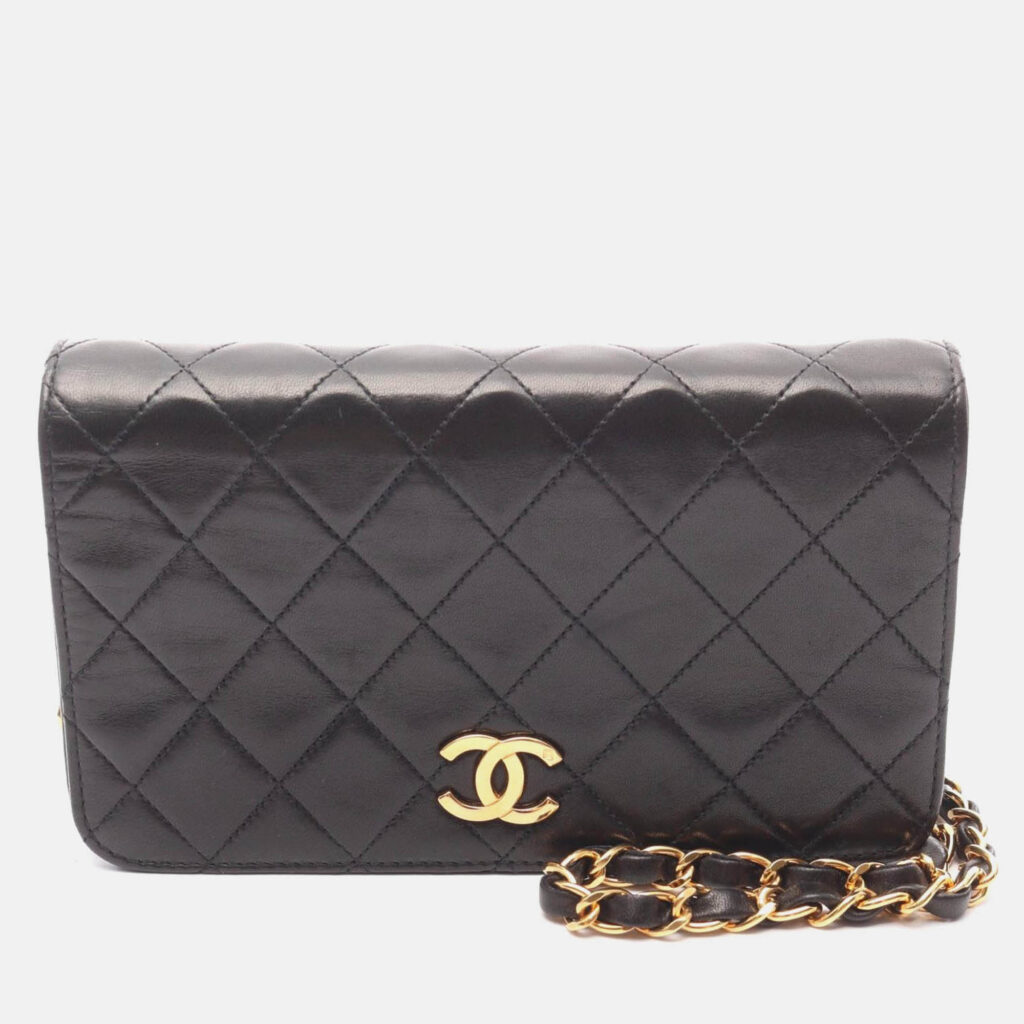 Chanel Mini Matelasse Black Leather Full Flap Chain Shoulder Bag GHW Chanel Mini Matelasse Black Leather Full Flap Chain Shoulder Bag GHW