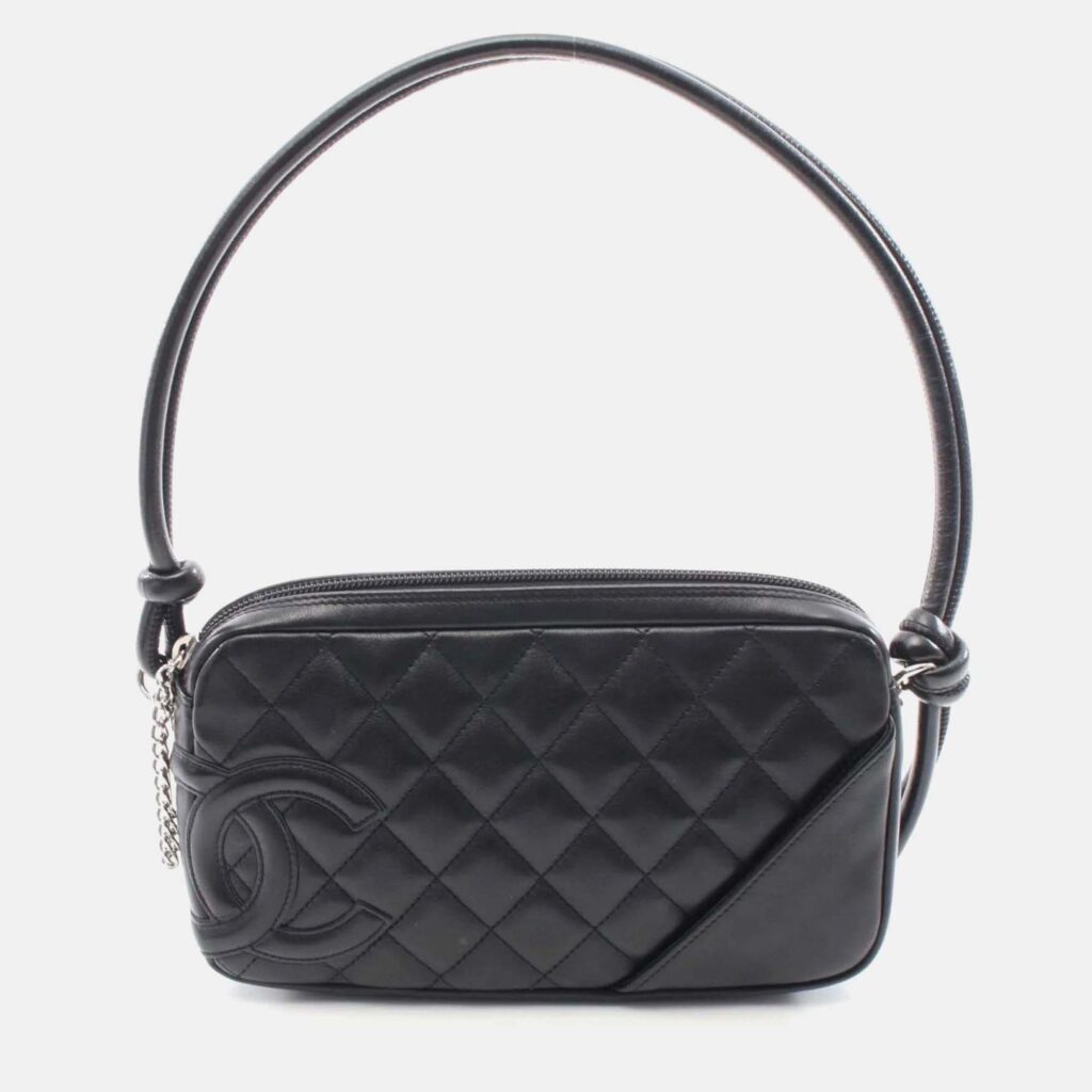Chanel Cambon Ligne Black Lambskin Leather Shoulder Bag