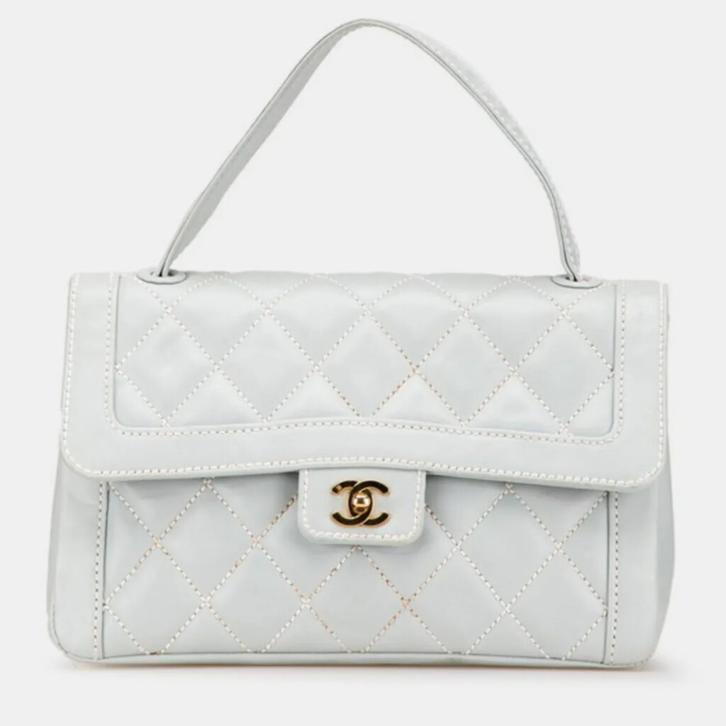 Chanel Matelasse Wild Stitch Coco Mark Handbag Blue Lambskin Chanel Matelasse Wild Stitch Coco Mark Handbag Blue Lambskin